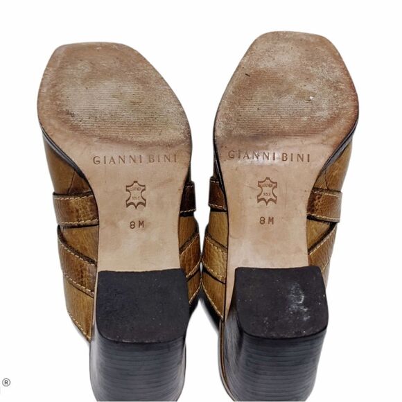 GIANNI BINI Honey Brown Buckle Accent Slip On Mule - Picture 13 of 13